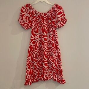 Tybee Island Clothing Co Tomato Red Short Sleeve Ruffle Tunic Swim Coverup Sz M